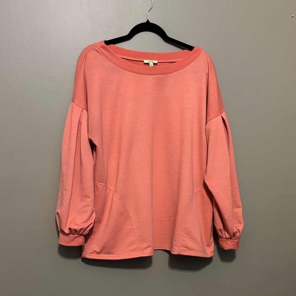 Women's Coral Balloon Sleeve Top with Pockets